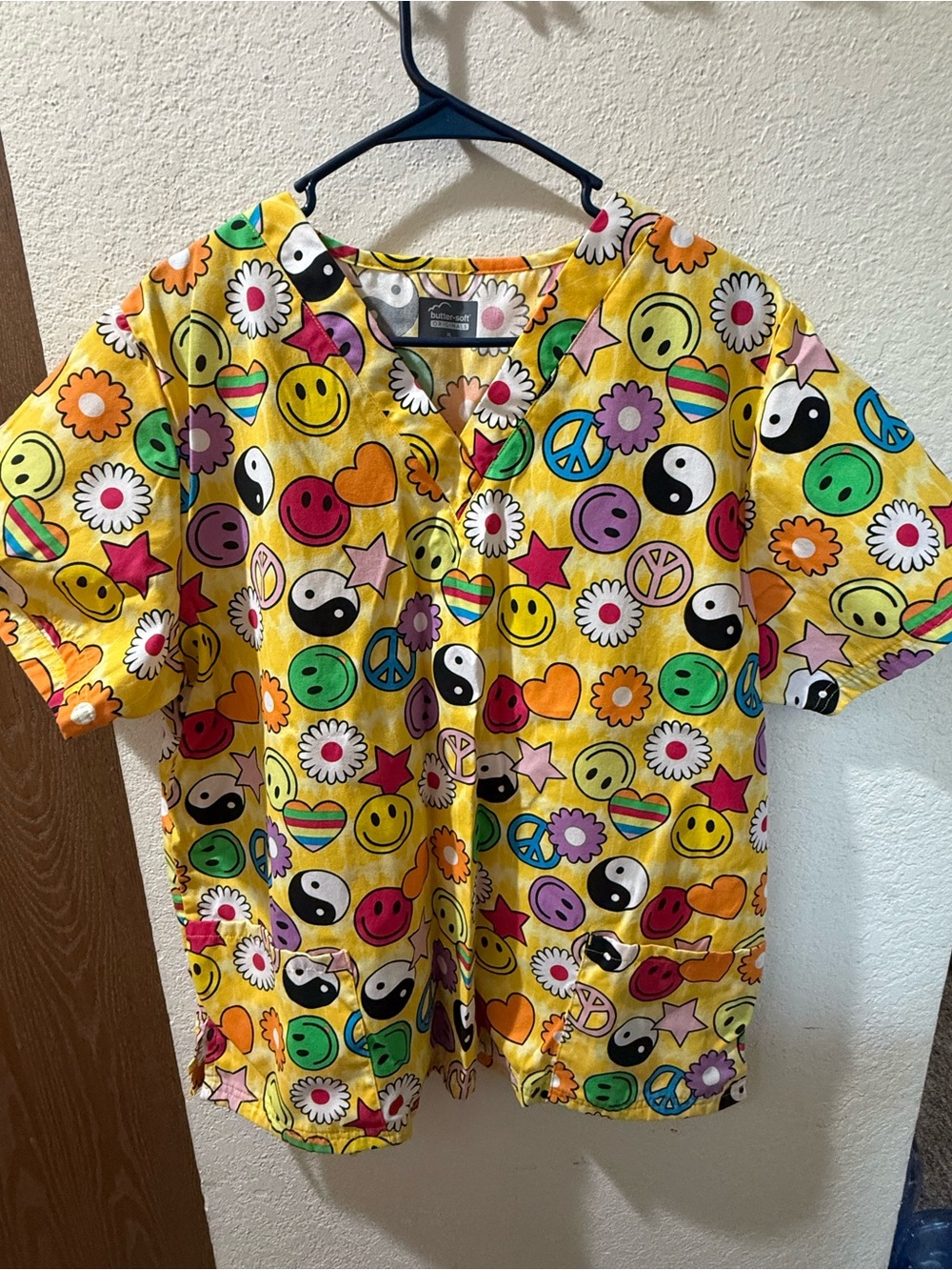 Butter Yellow Multicolor Smiley & Symbols Blouse